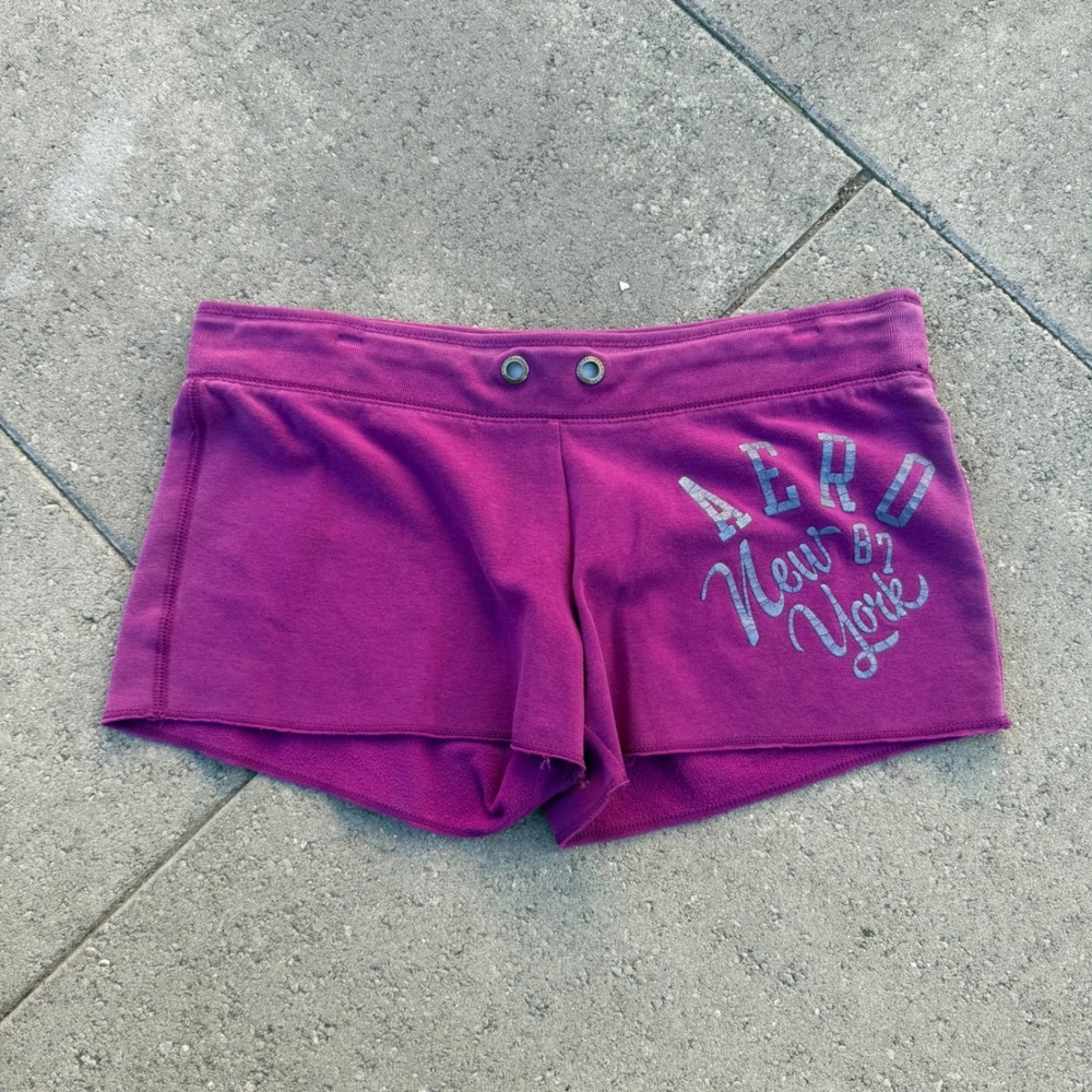 Aeropostale Magenta Purple Fleece Lounge Shorts Graphic Logo Women Medium